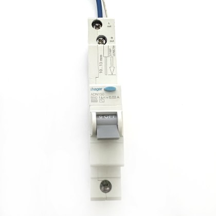 Hager ADN150 B50 50A 50 Amp 30mA RCBO Circuit Breaker Type AC